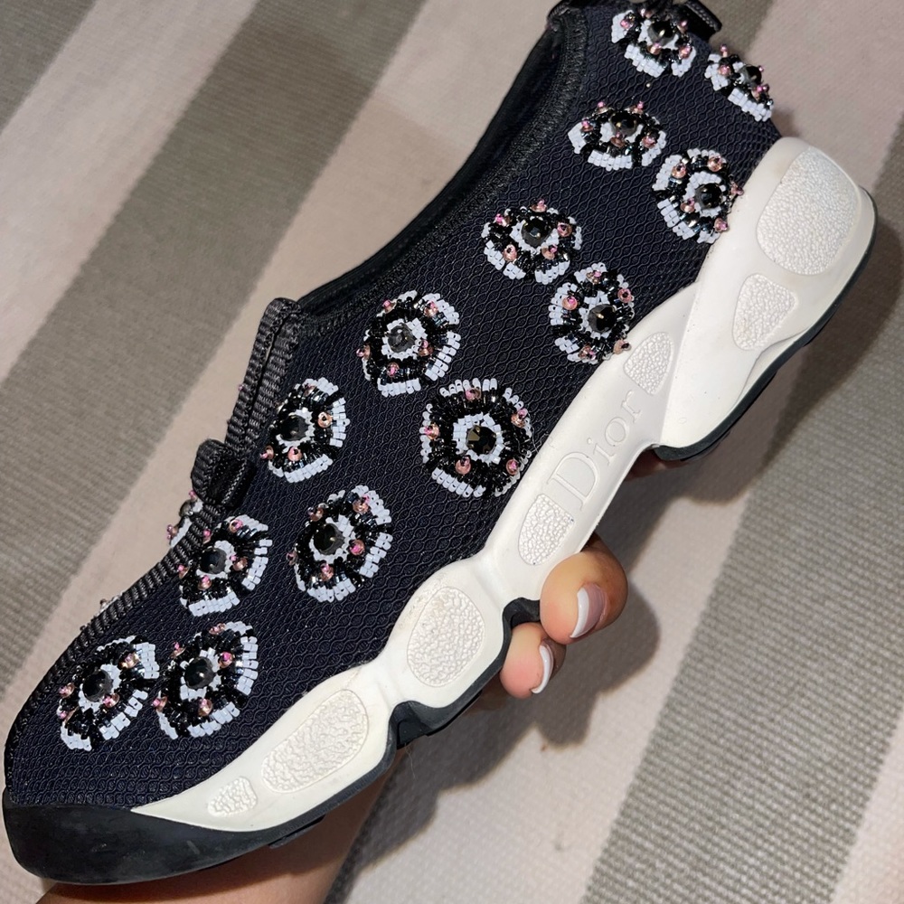 Christian Dior Black Rubber Beaded Accent